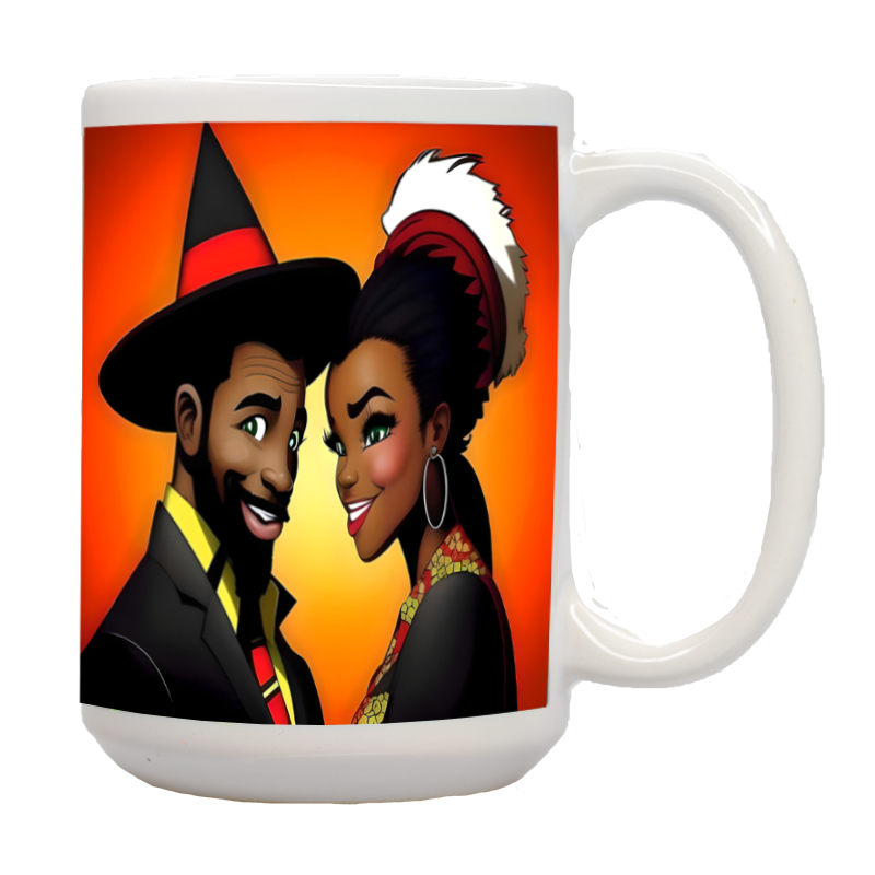 African American Halloween Couple Mug