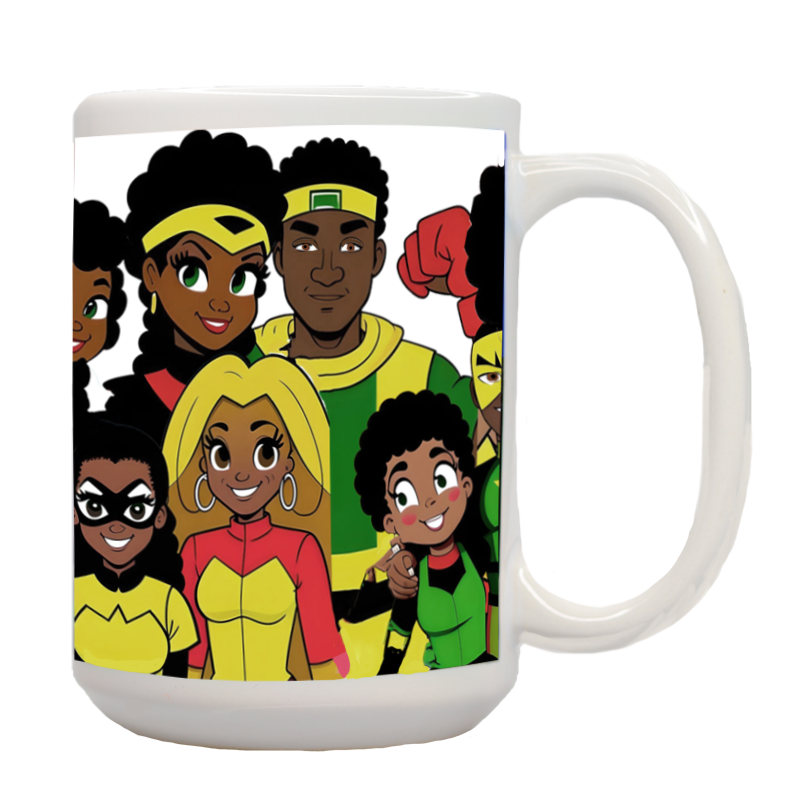 African American Superhero Group Shot 1 Mug