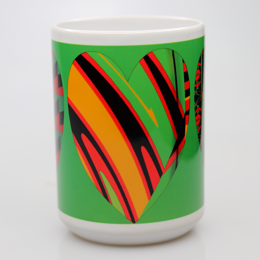 CC15 5019 23 Large Green Ethnic Hearts