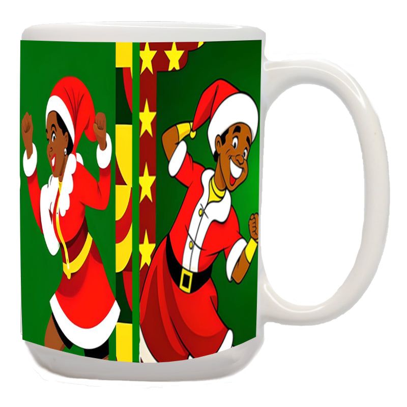 African American Santa And Mrs. Claus Dancing Mug