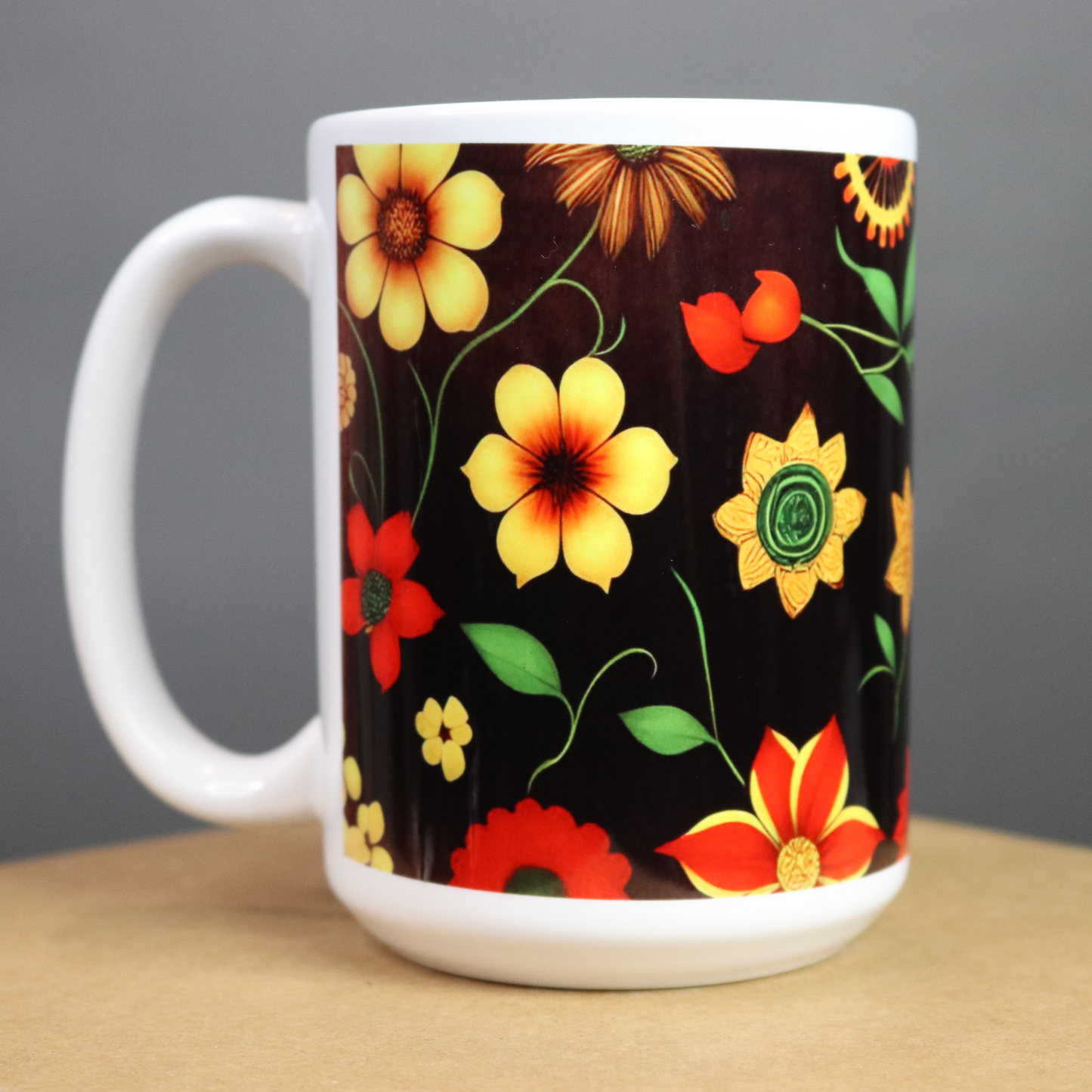 Floral-patterned mug
