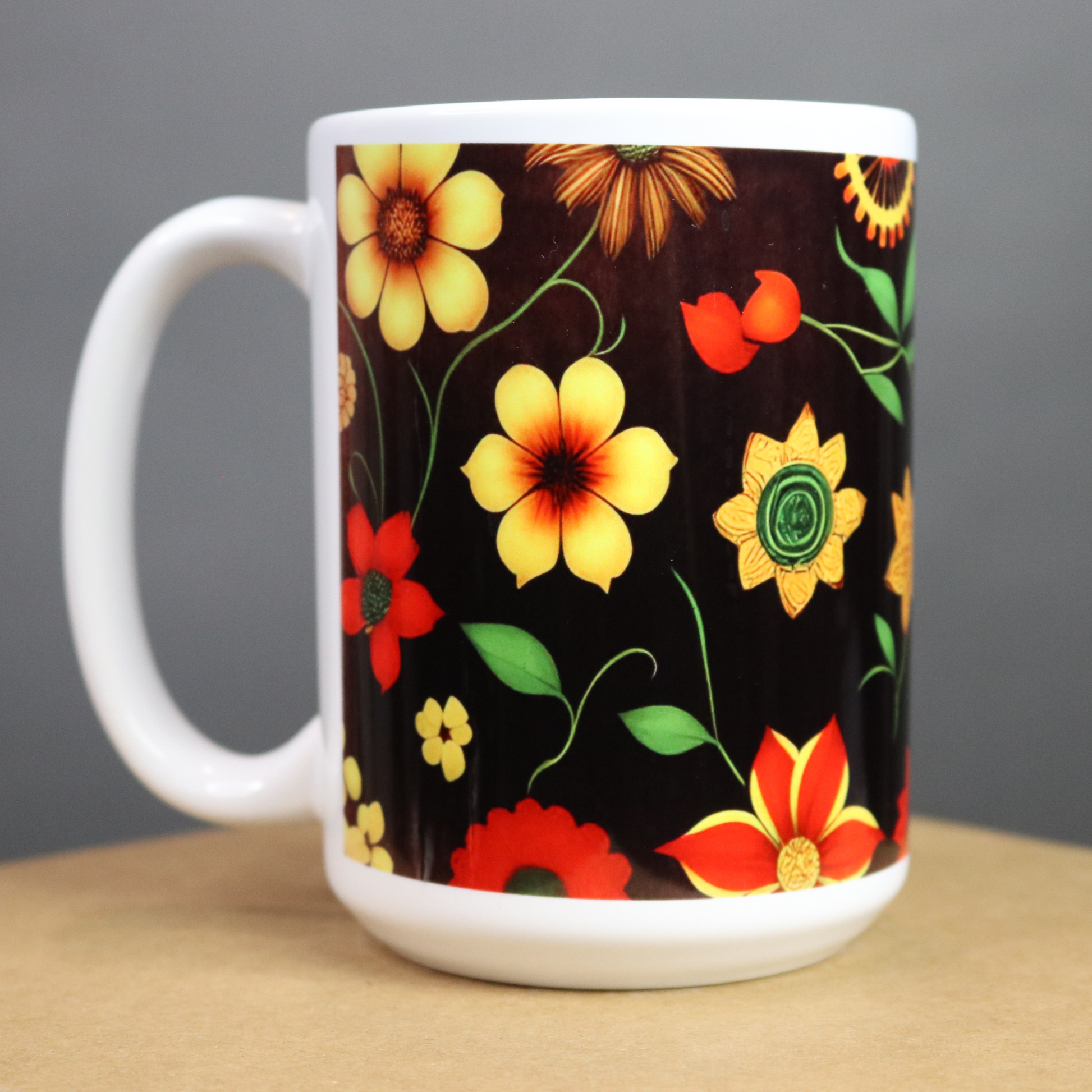 Floral-patterned mug