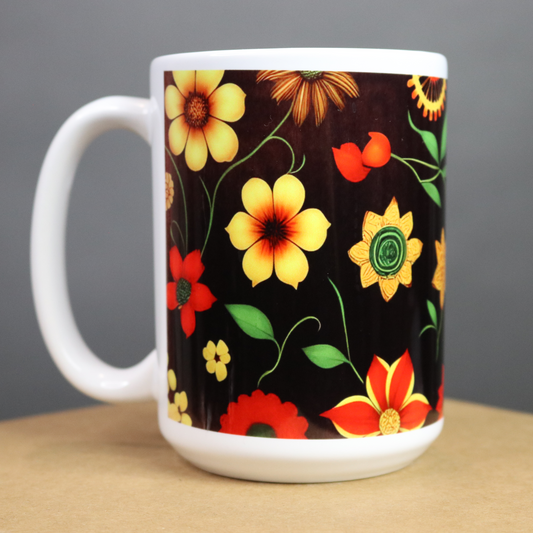 Floral-patterned mug